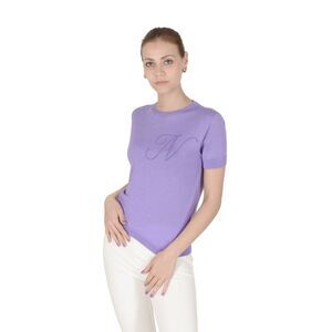 Crown of Edinburgh Cashmere Cashmere Short Sleeve Crew Neck Top Women Lilac